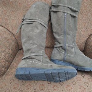 Faux Suede Olive green Tall boots